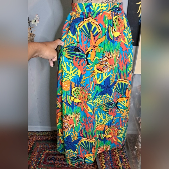 Vtg 80s That's Me Tropical Print Skirt with Side Pockets SZ 13/14 (Waist 30in) - Picture 2 of 4